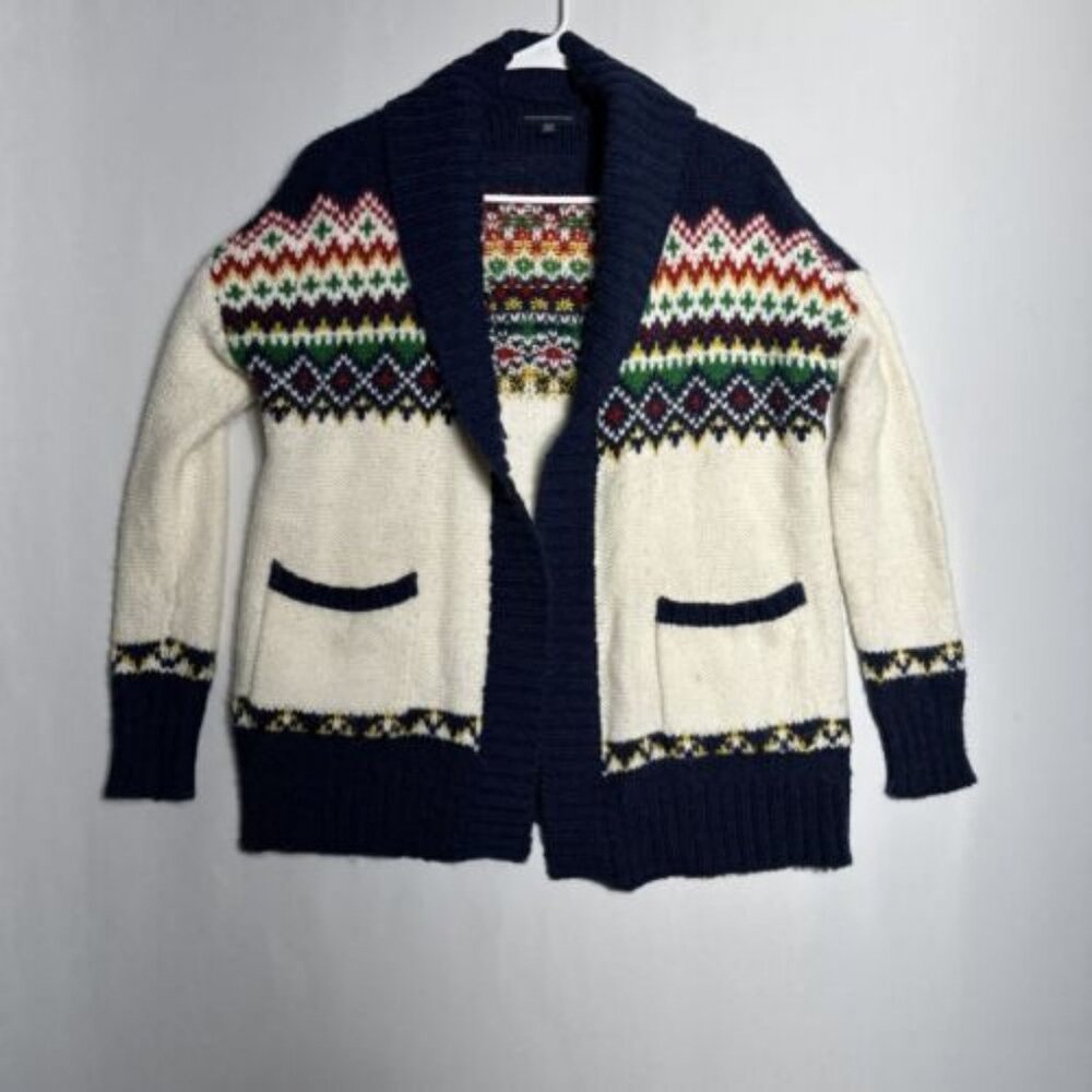 American Eagle Fair Isle Open Front Cardigan Size XS Multicolor Shawl Style
